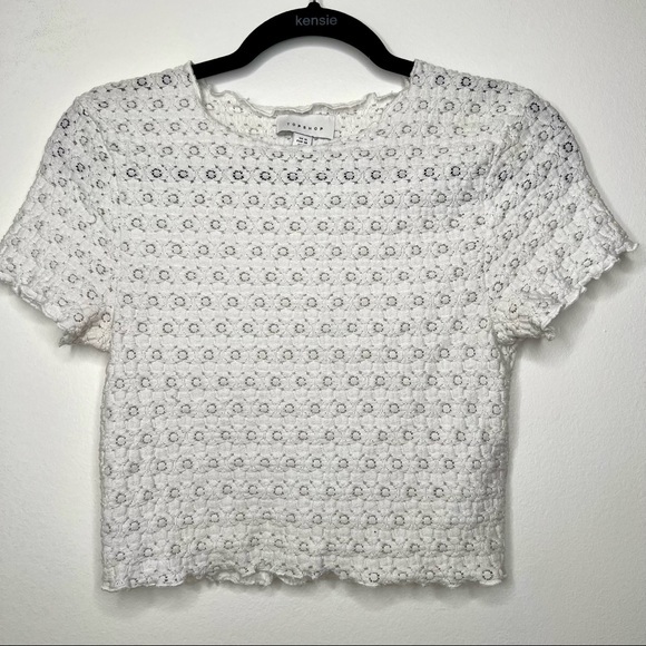 TOPSHOP• Textured•White•Ruffled• Blouse Top - Picture 5 of 8